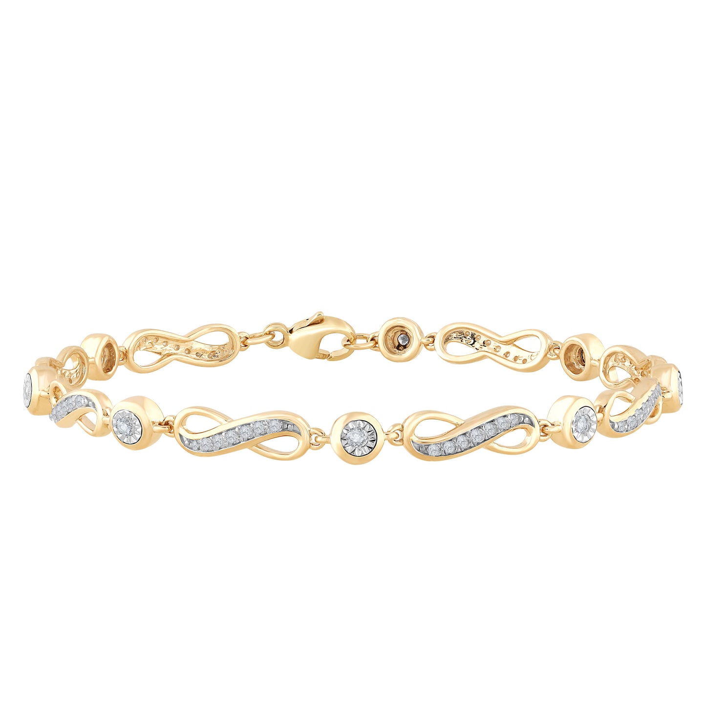 Elegant Infinity Diamond Bracelet - 10K Yellow Gold 0.50 CT Diamonds