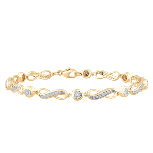 Elegant Infinity Diamond Bracelet - 10K Yellow Gold 0.50 CT Diamonds
