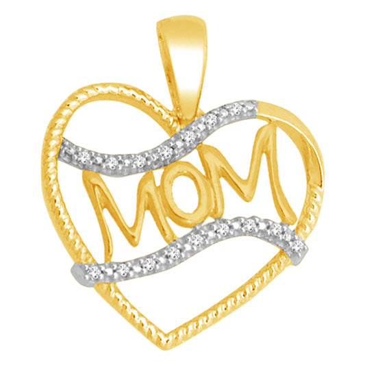 10K 0.04CT D-HEART CHARMS "MOM"