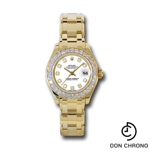Rolex Yellow Gold Lady-Datejust Pearlmaster 29 Watch - 32 Diamond Bezel - White Diamond Dial - 80298 wd