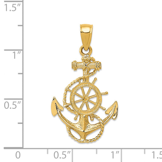 14K Anchor and Wheel Pendant