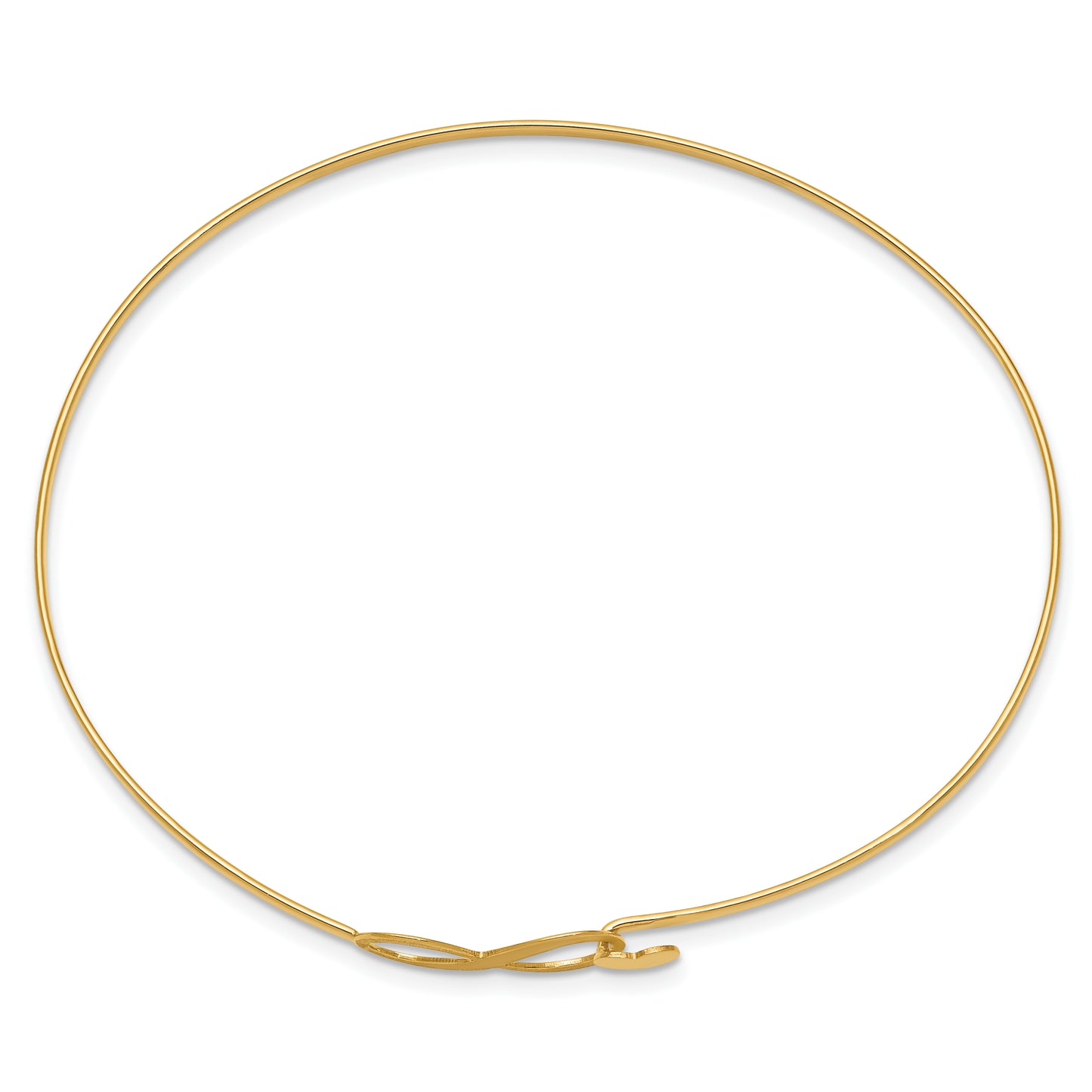 14K Brushed and Polished Infinity Heart Flexible Bangle