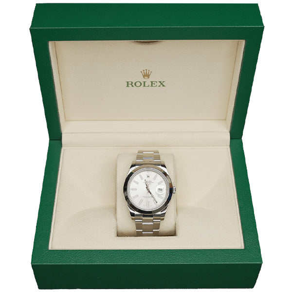 ROLEX DATEJUST SILVER WHITE FACE - 116300