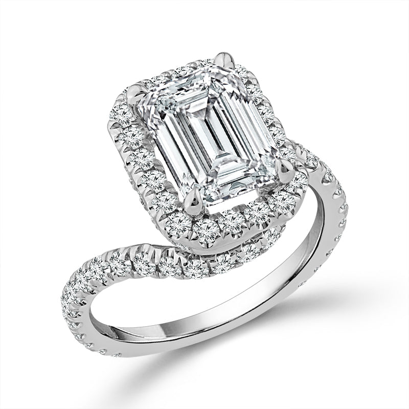 Diamond Engagement Ring 1.20 ct tw Center Emerald 14k Yellow Gold