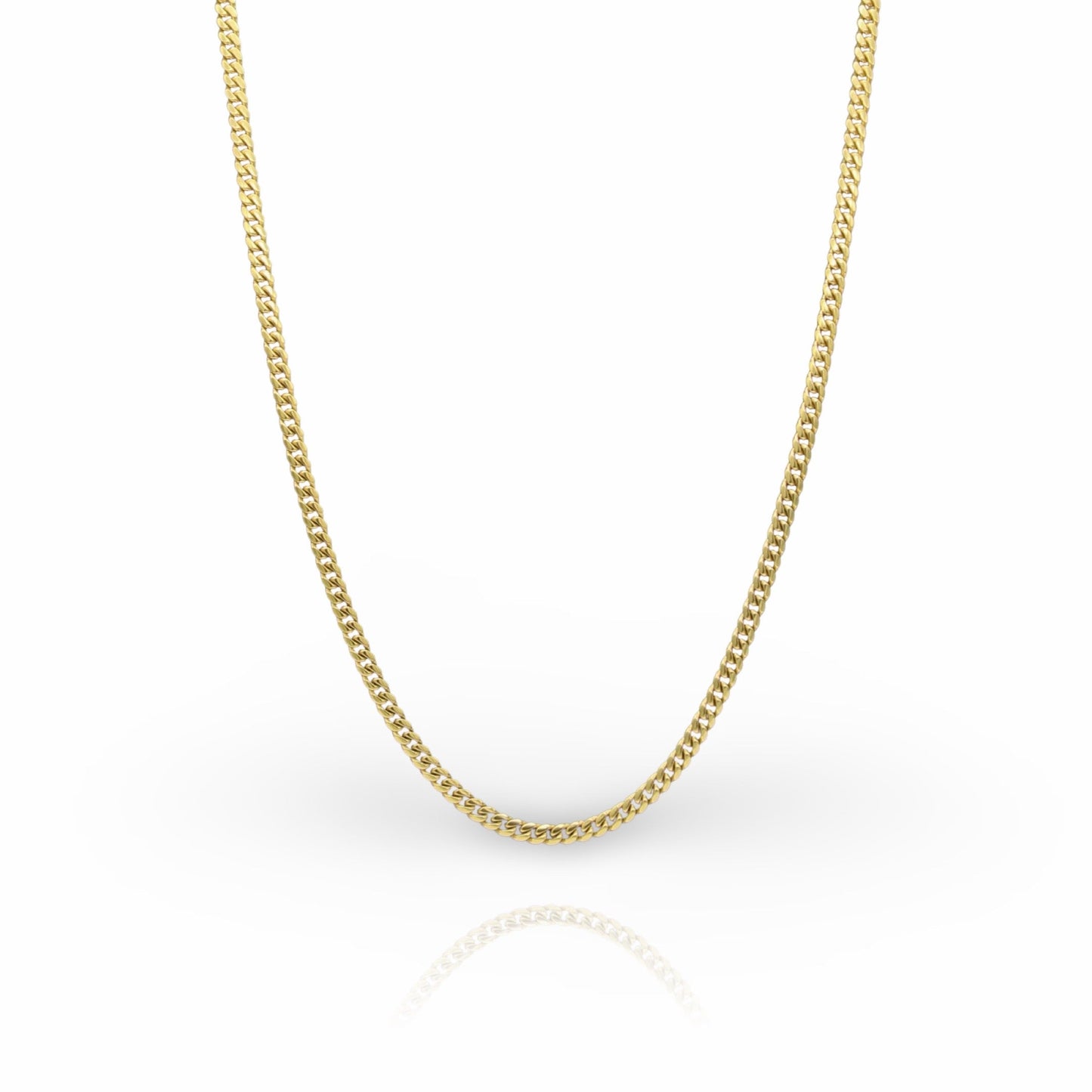 Cadena de eslabones cubanos de oro amarillo macizo de 14 quilates de 3 mm a 5 mm
