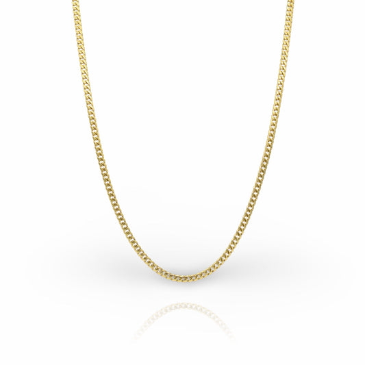 14K Solid Yellow Gold Cuban Link Chain From 3 mm to 5 mm