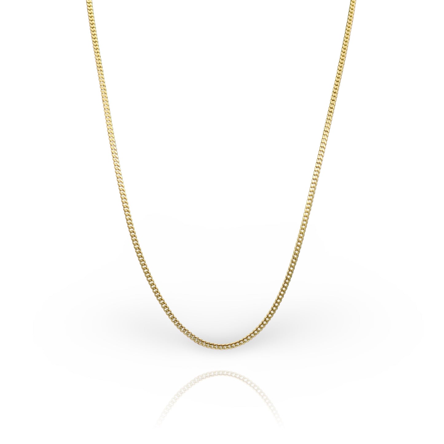 Collar de cadena de eslabones microcubanos de oro amarillo macizo de 14 quilates de 1 mm a 2,5 mm