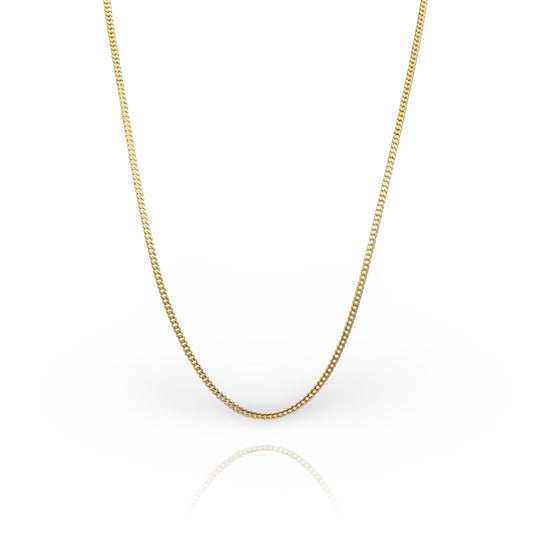 14K Solid Yellow Gold Micro Cuban Link Chain Necklace From 1 mm to 2.5 mm
