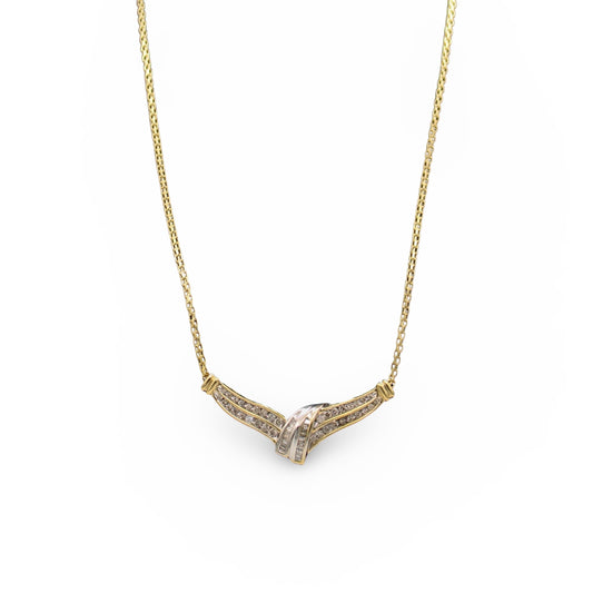 Women's Fancy Italian Style Diamond Necklace In 14K Two-Tone Gold