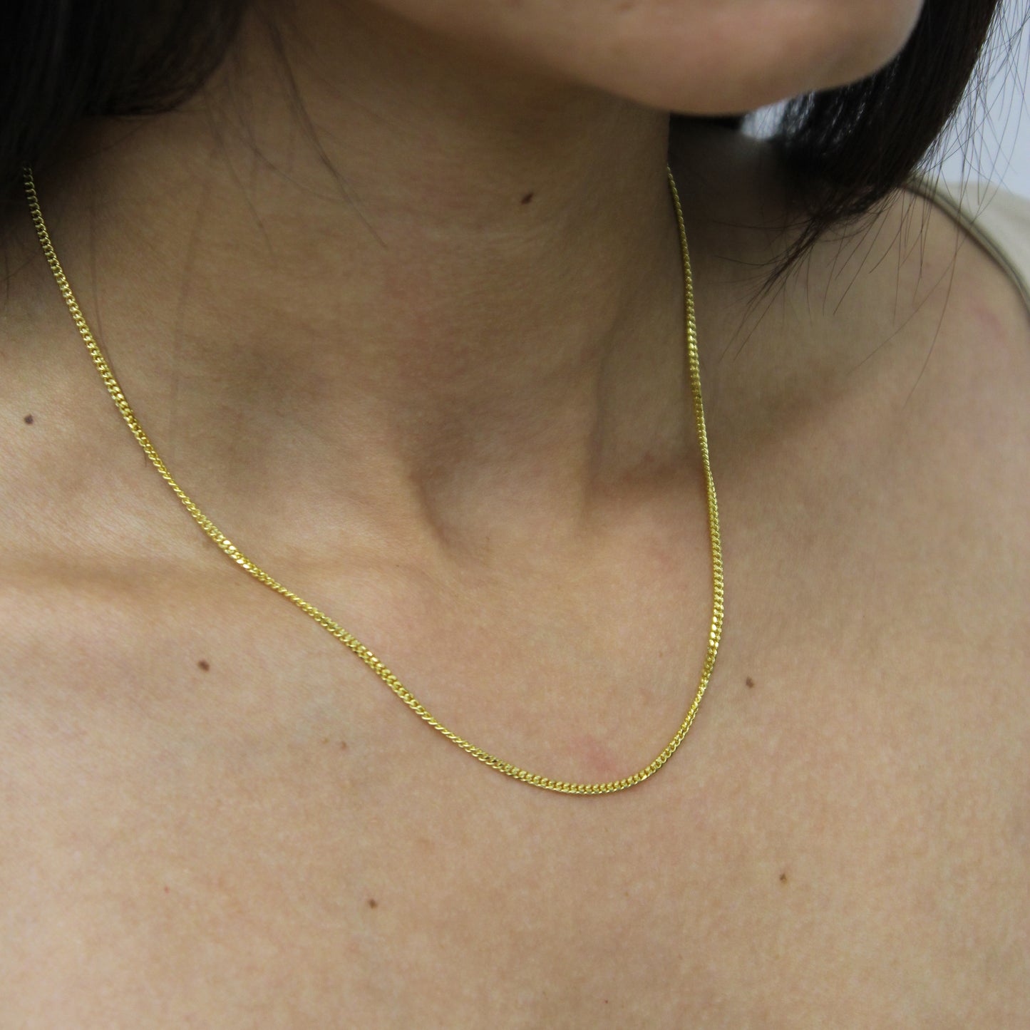 Collar de cadena de eslabones microcubanos de oro amarillo macizo de 14 quilates de 1 mm a 2,5 mm
