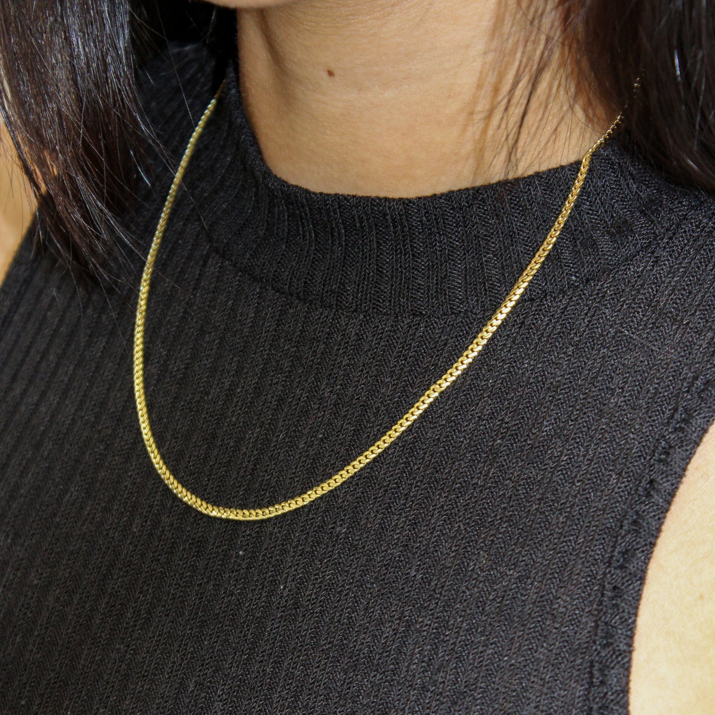 Collar de cadena de eslabones microcubanos de oro amarillo macizo de 14 quilates de 1 mm a 2,5 mm