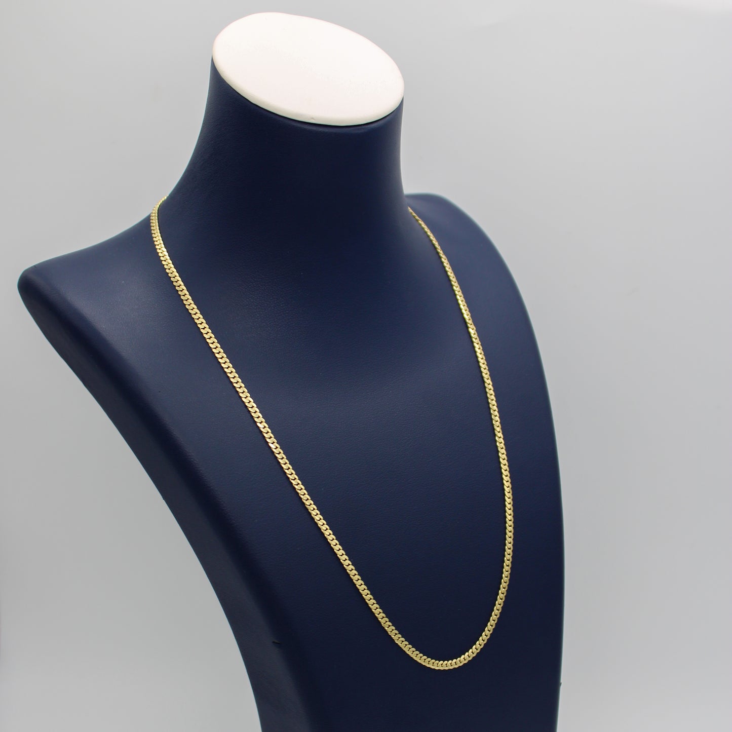 Collar de cadena de eslabones microcubanos de oro amarillo macizo de 14 quilates de 1 mm a 2,5 mm
