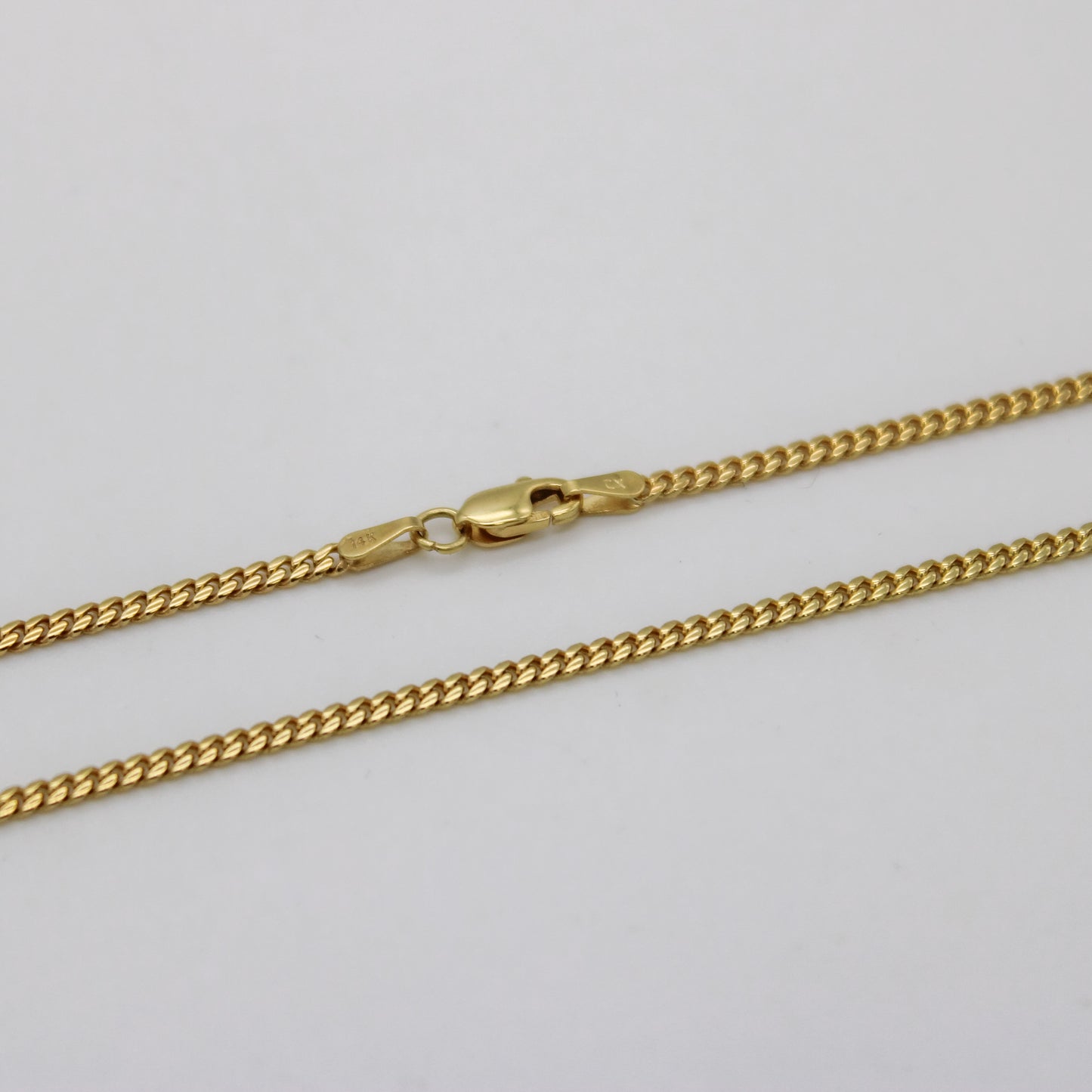 Collar de cadena de eslabones microcubanos de oro amarillo macizo de 14 quilates de 1 mm a 2,5 mm