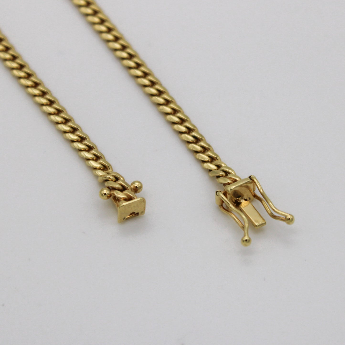 Cadena de eslabones cubanos de oro amarillo macizo de 14 quilates de 3 mm a 5 mm