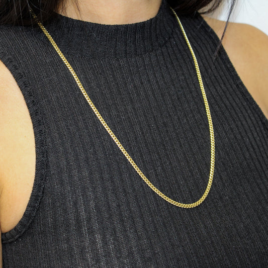 10K Solid Yellow Gold Cuban Link Chain From 3 mm to 5 mm