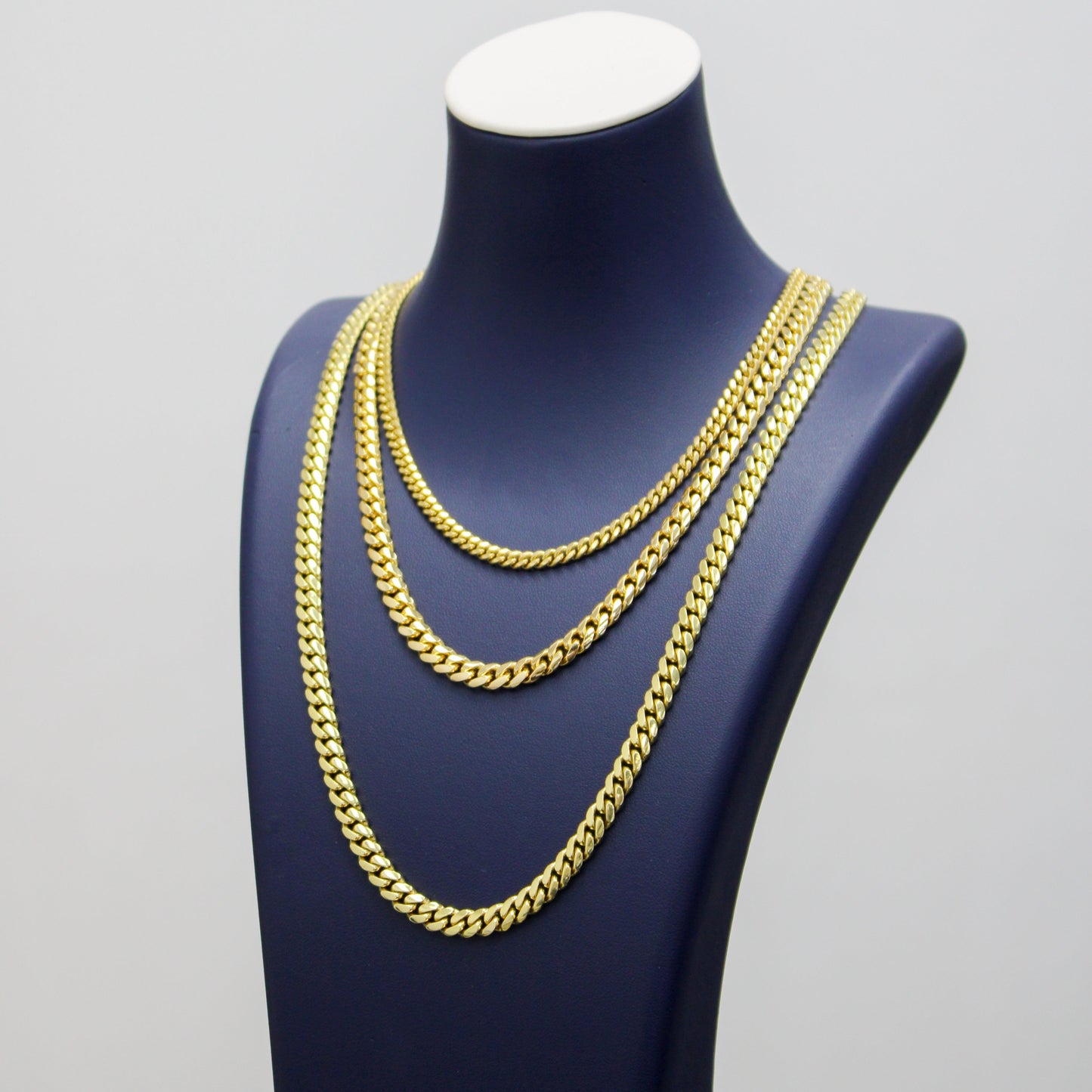 14K Solid Yellow Gold Cuban Link Chains From 6 mm to 8 mm