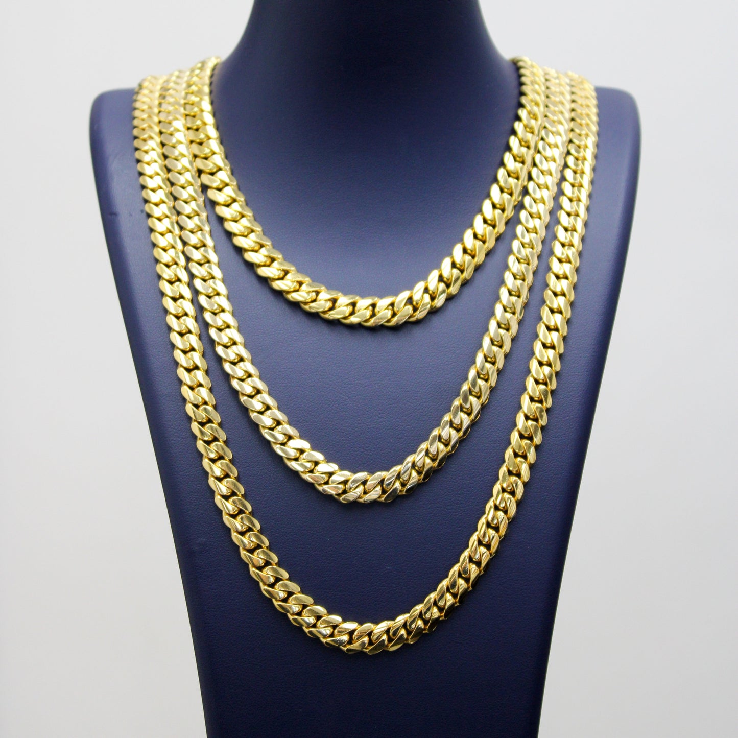 10K Solid Yellow Gold Cuban Link Chain - 10 mm & 12 mm -