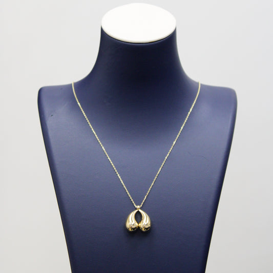 Teardrop Charm Necklace, Trendy Waterdrop Pair Necklace, In 14K Yellow Gold