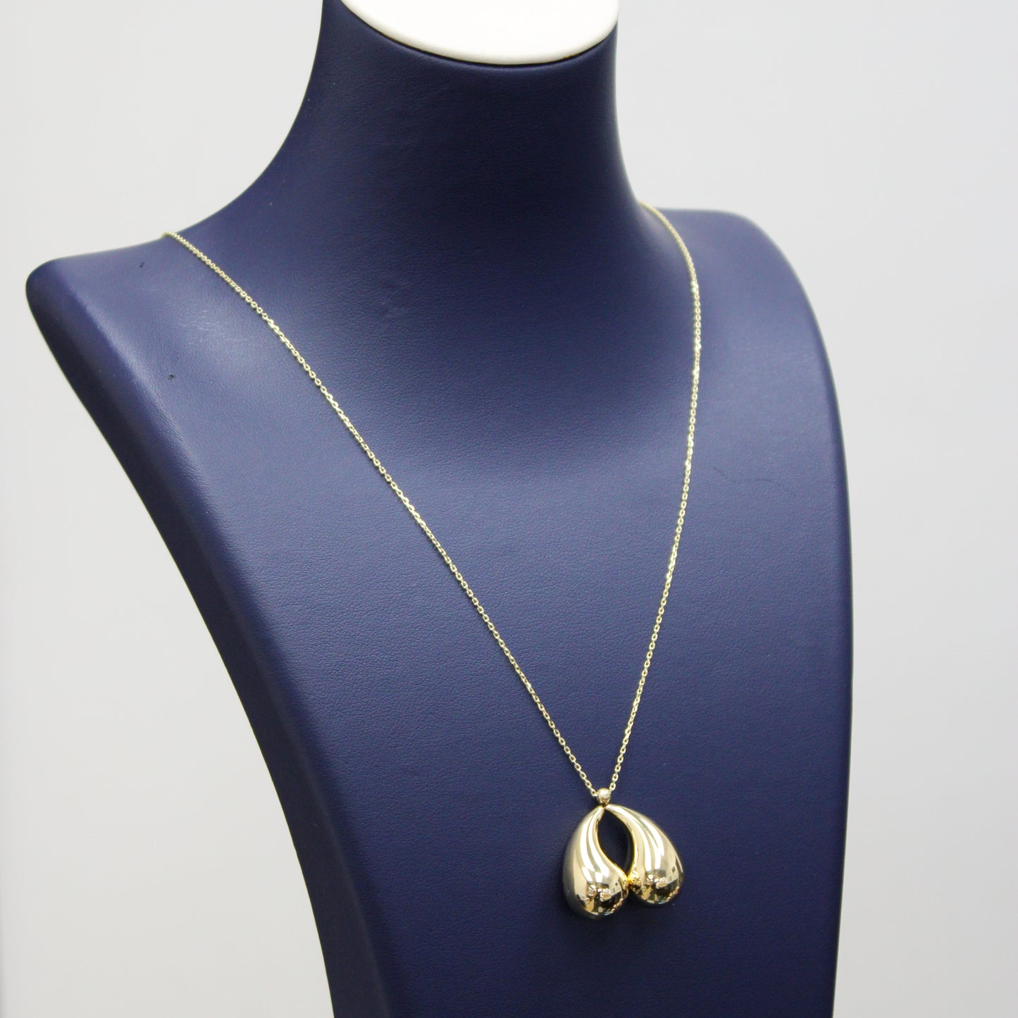 Teardrop Charm Necklace, Trendy Waterdrop Pair Necklace, In 14K Yellow Gold