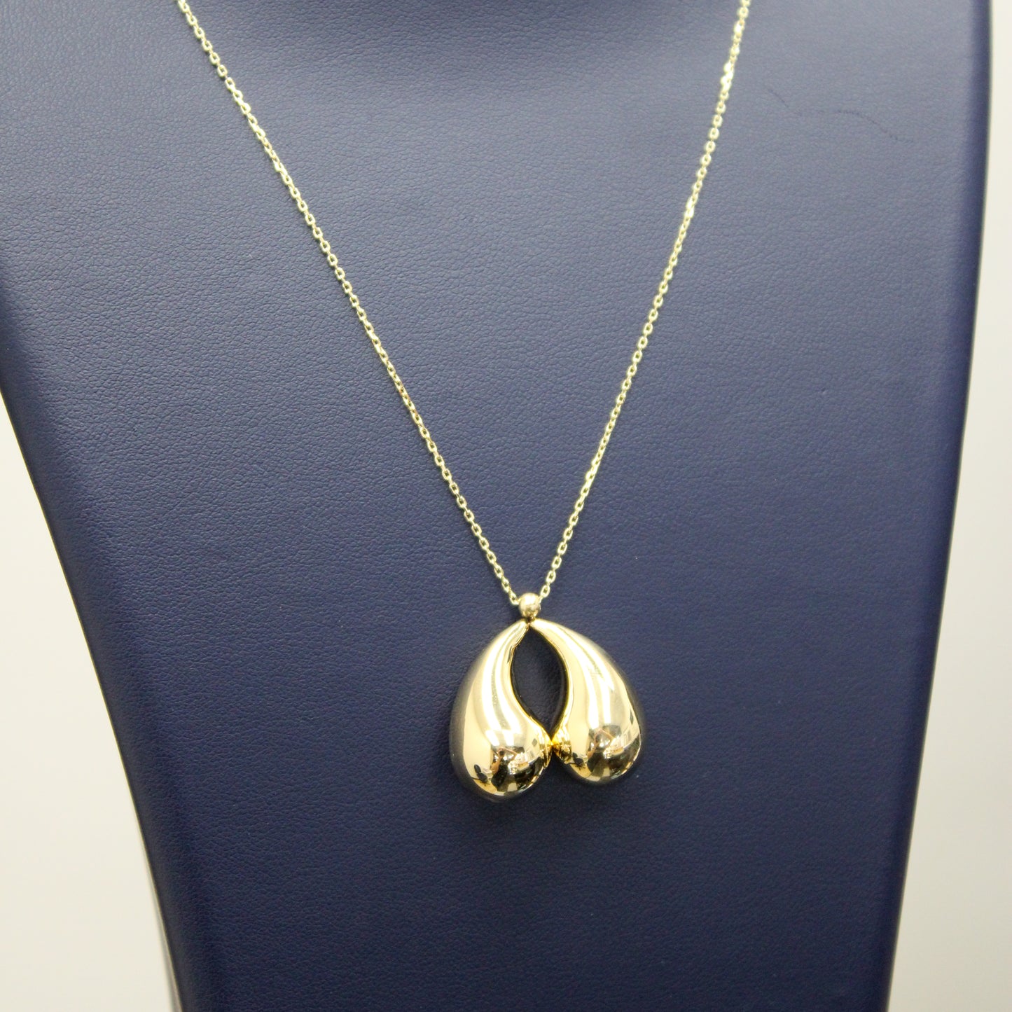 Teardrop Charm Necklace, Trendy Waterdrop Pair Necklace, In 14K Yellow Gold