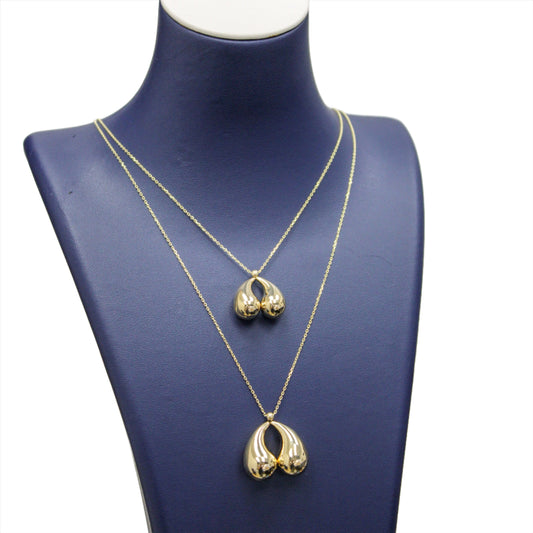 Teardrop Charm Necklace, Trendy Waterdrop Pair Necklace, In 14K Yellow Gold