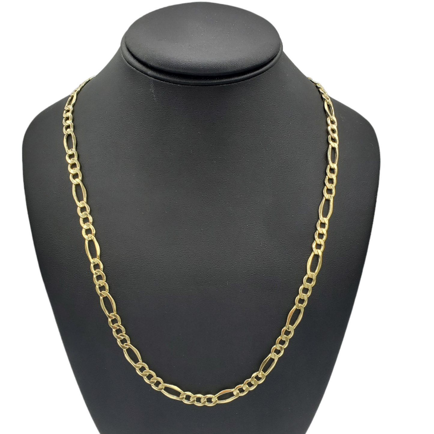14K Hollow Yellow Gold Figaro Link Chain