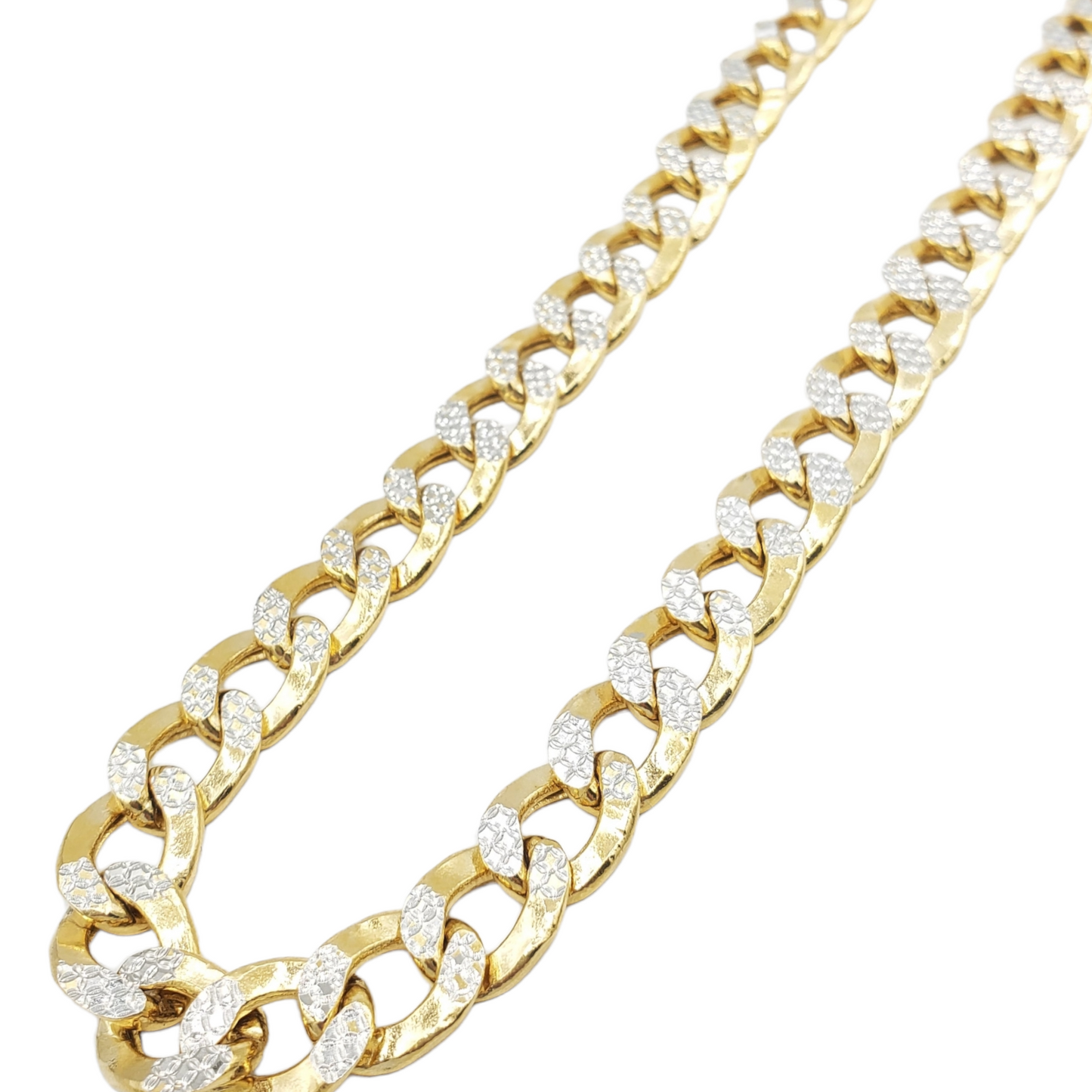 10K Hollow Gold Cuban American Link Diamond-Cut Chain