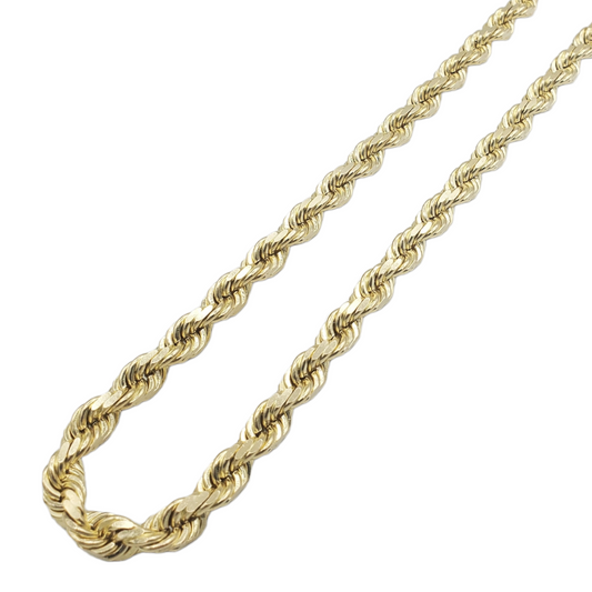 10K Solid Yellow Gold Rope Link Chain