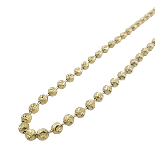 14K Solid Yellow Gold Moon Cut Link Chain