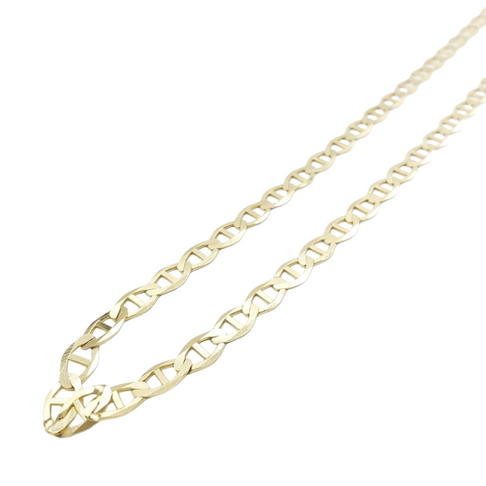 10K Solid Yellow Gold Mariner Link Chain