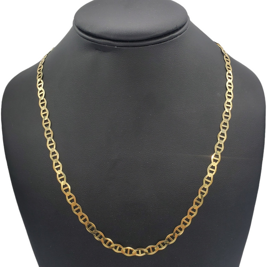 10K Solid Yellow Gold Mariner Link Chain