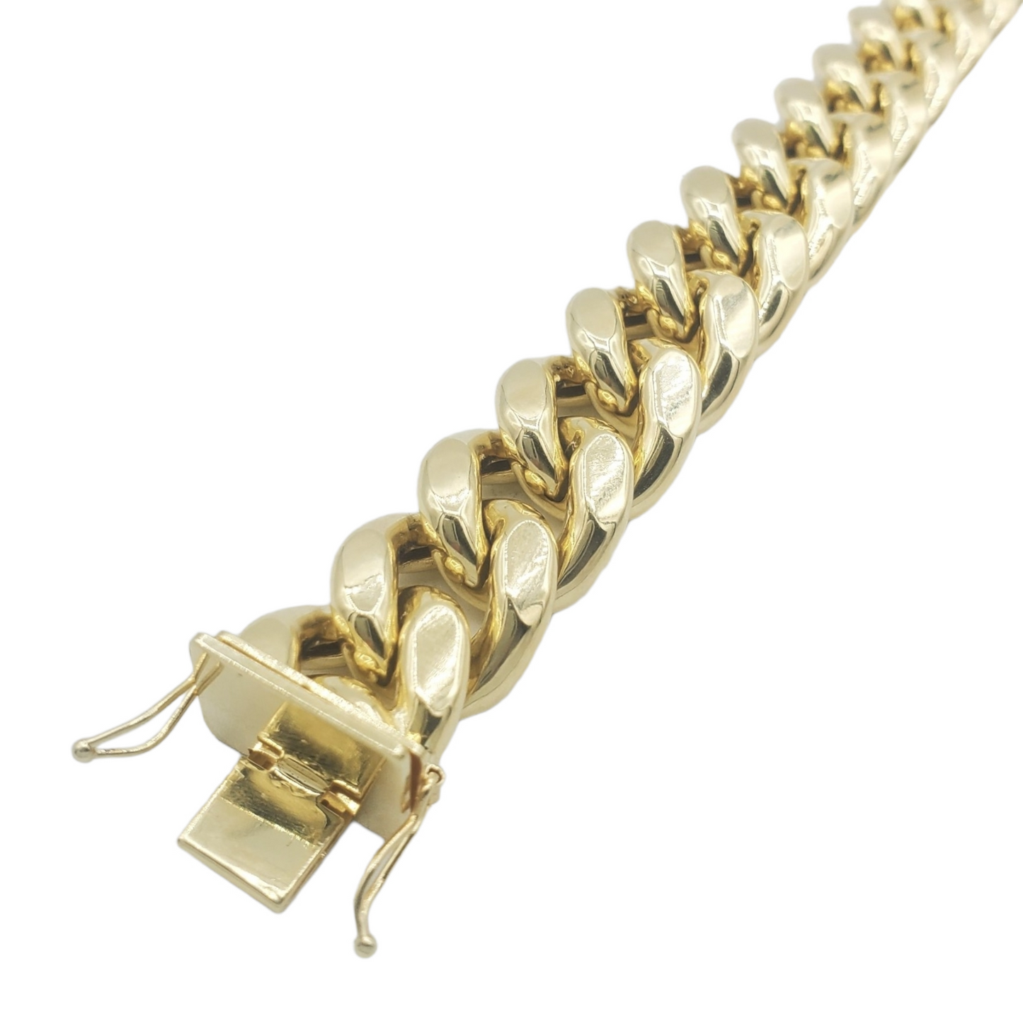 Pulseras de eslabones cubanos de oro amarillo hueco de 10 k