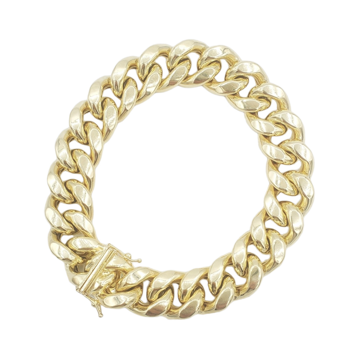 Pulseras de eslabones cubanos de oro amarillo hueco de 10 k