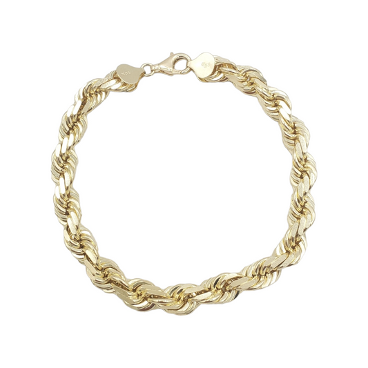 Pulsera de eslabones de cuerda de oro amarillo macizo de 10 quilates