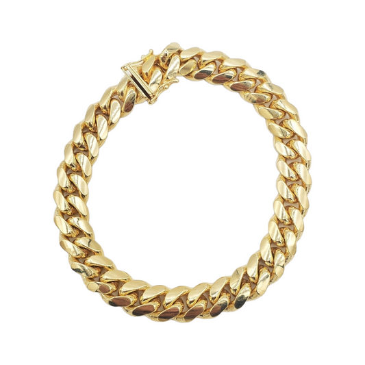 10K Solid Yellow Gold Cuban Link Bracelet