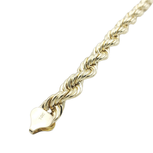 10K Hollow Yellow Gold Rope Link Bracelet