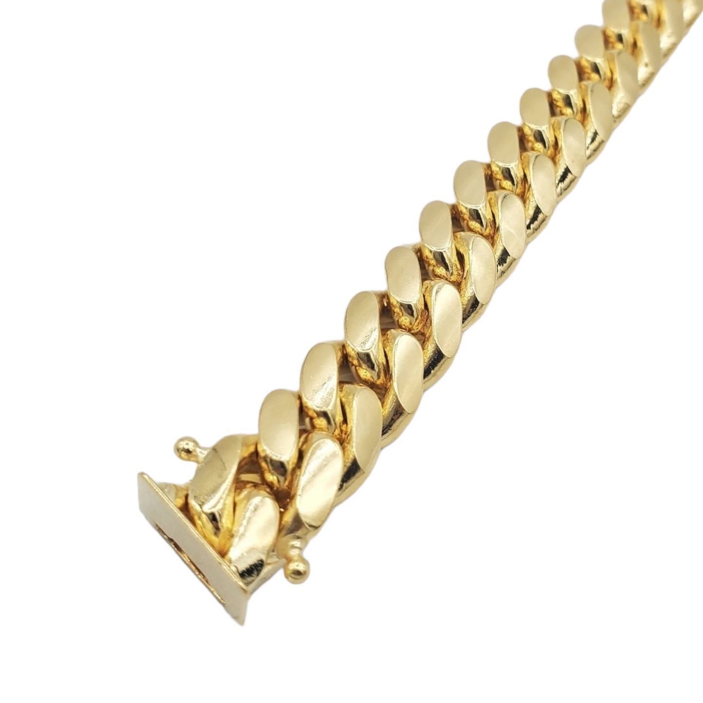 Pulsera de eslabones cubanos de oro amarillo macizo de 14 quilates