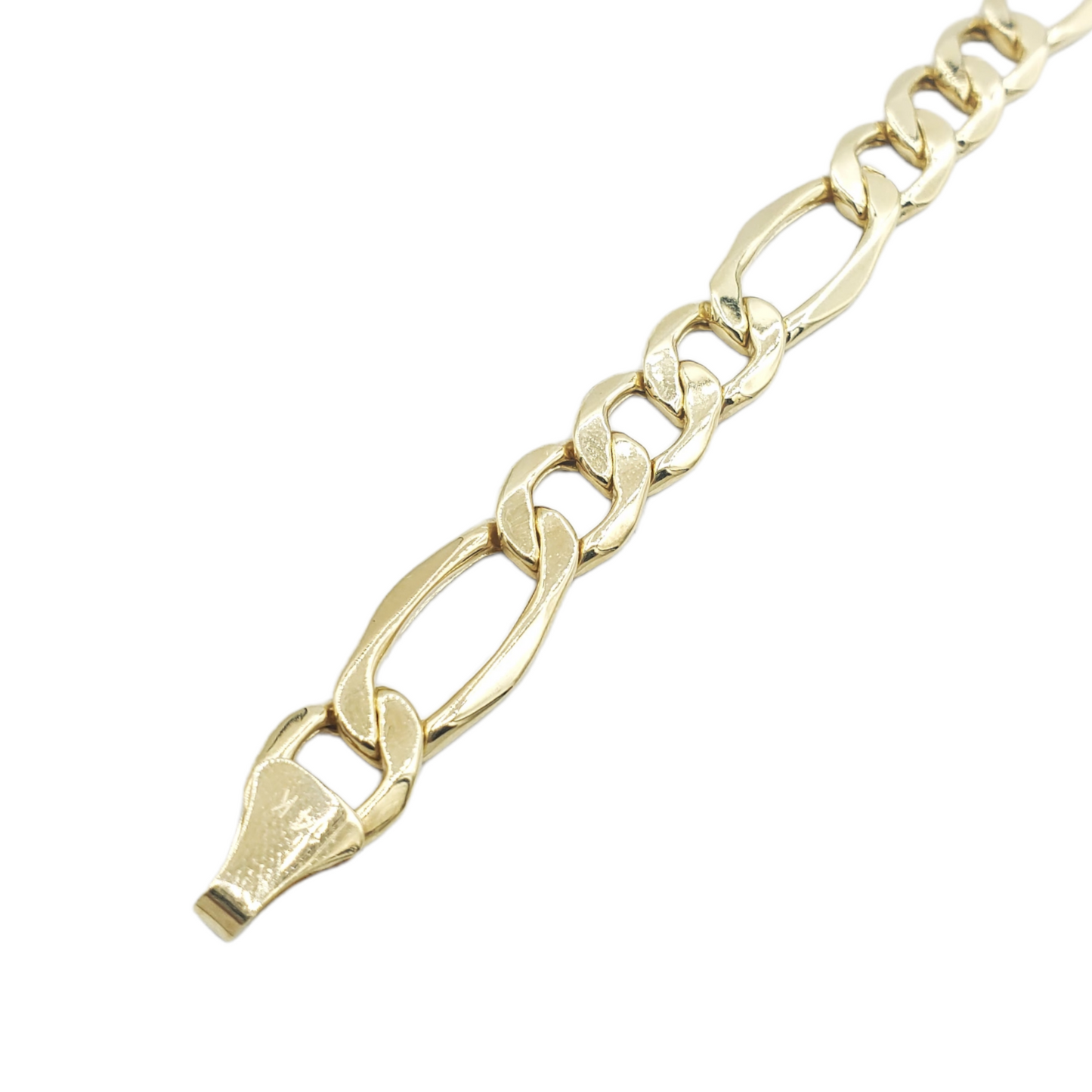 Pulsera de eslabones Figaro de oro amarillo hueco de 14 quilates