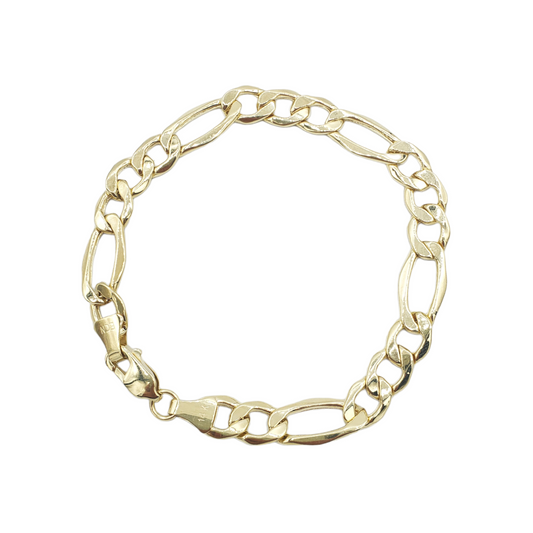 14K Solid Yellow Gold Figaro Link Bracelet