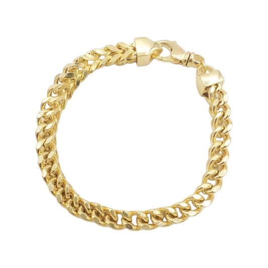 14K Hollow Yellow Gold Franco Link Bracelet