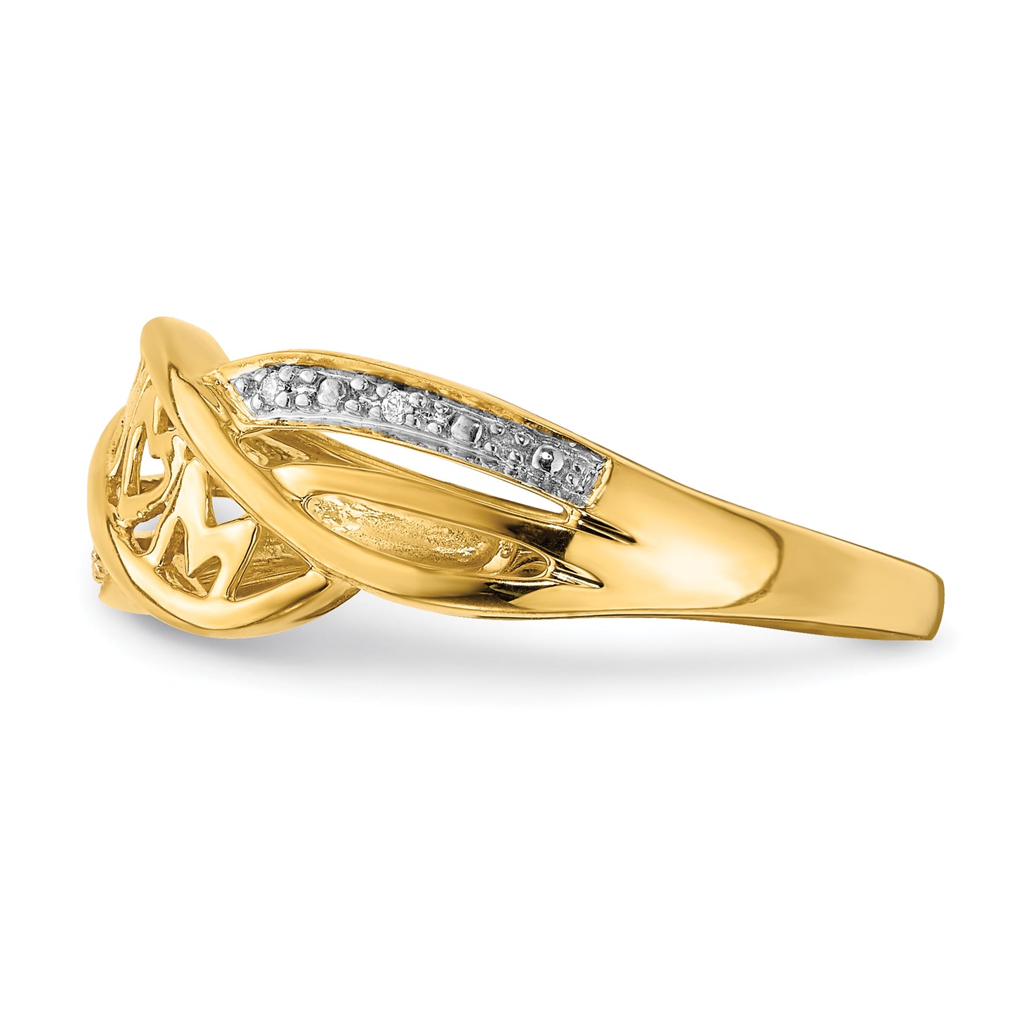 14k w/Rhodium Diamond MOM Ring