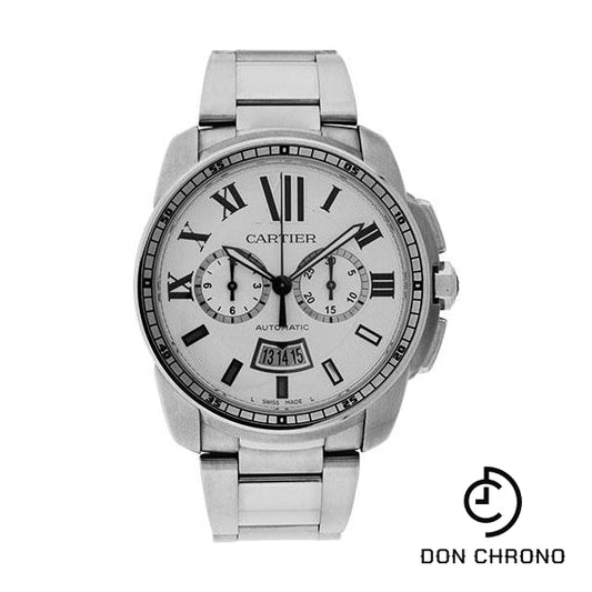 Cartier Calibre de Cartier Chronograph Watch - 42 mm Steel Case - Silver Dial - W7100045