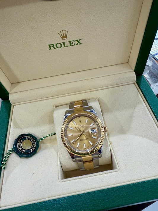 ROLEX DATEJUST TWO TONE CHAMPAGNE FACE 40MM - 116333