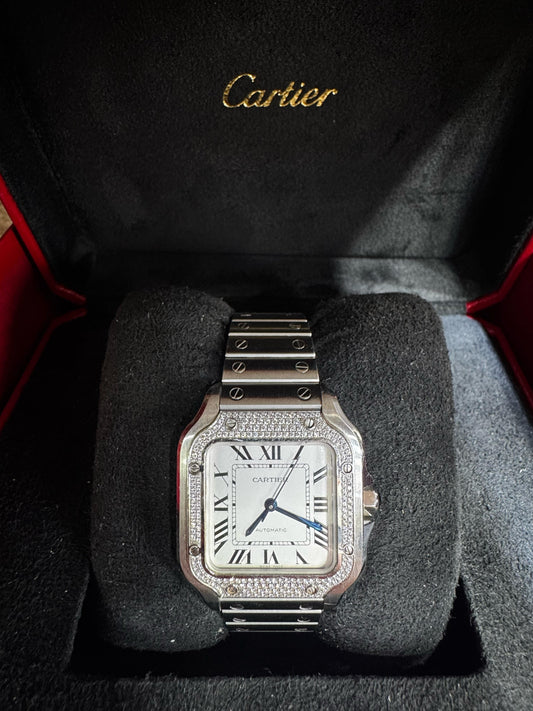 CARTIER SANTOS WITH DIAMONDS 36 MM - W4SA0005