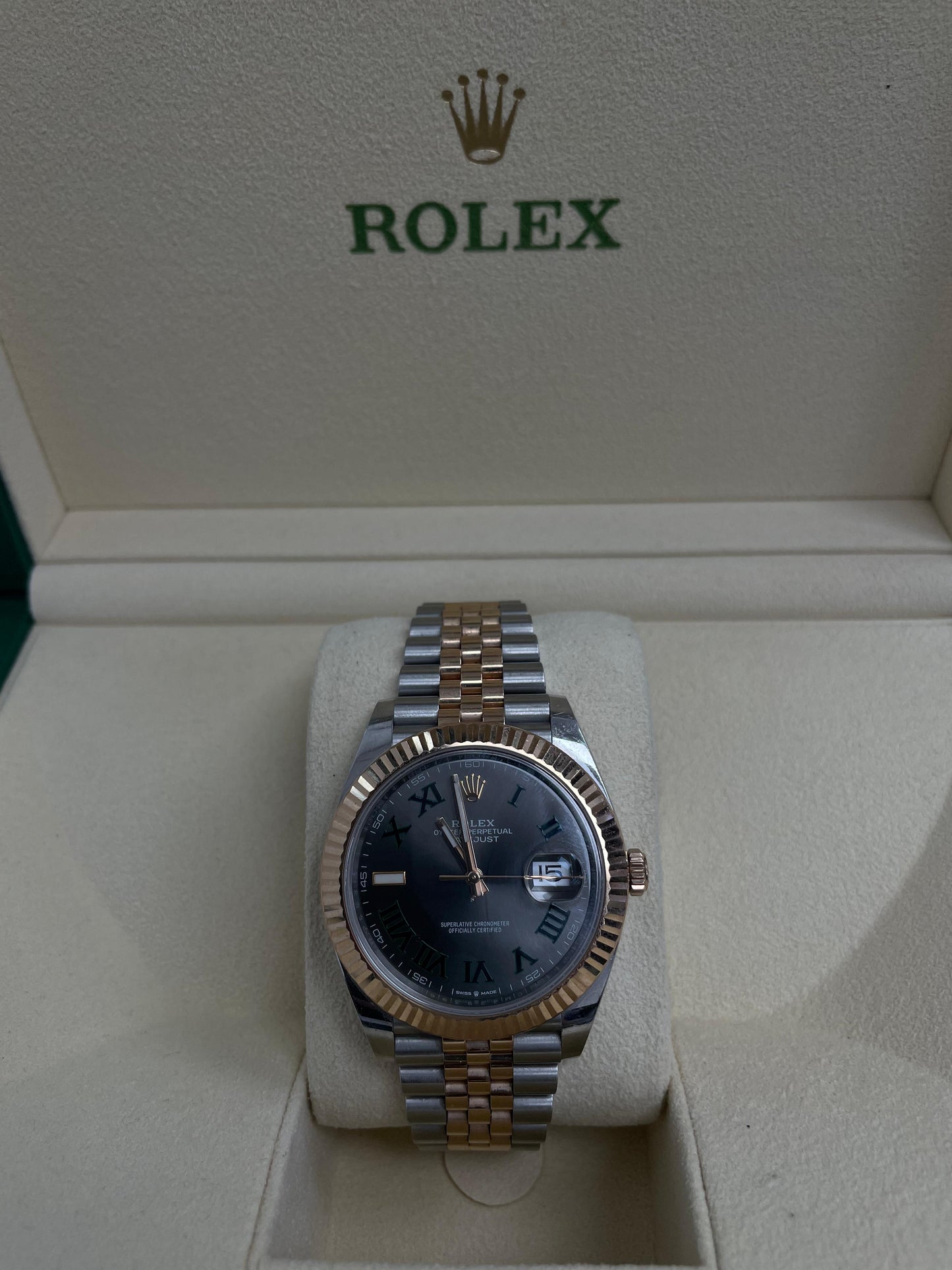 ROLEX WIMBLEDON TWO TONE ROSE GOLD SCRAMBLED 41MM - 126331