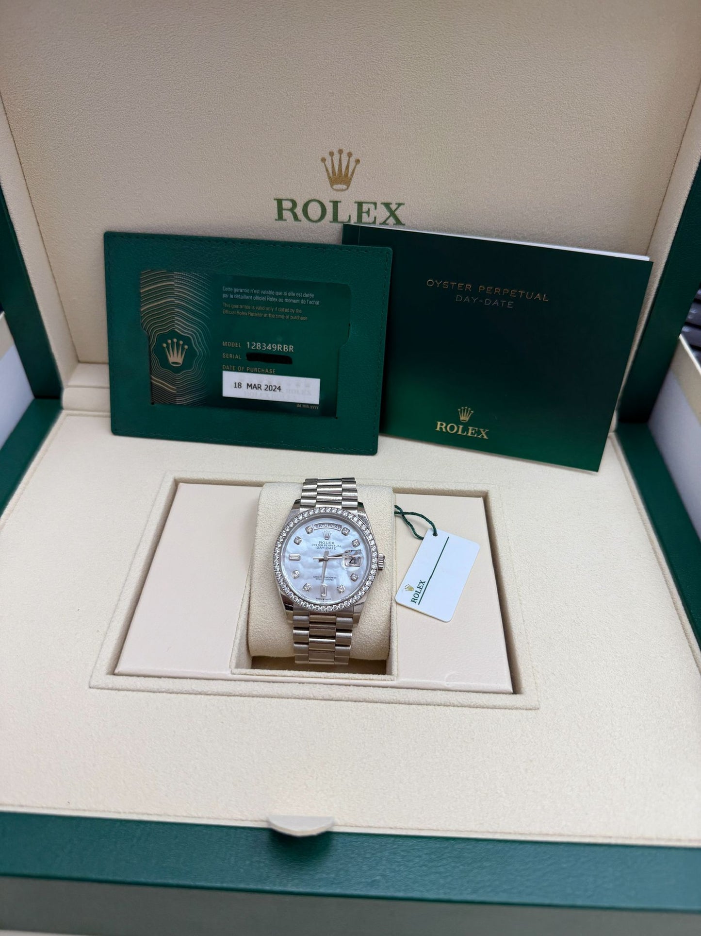 ROLEX DAY-DATE WHITE-GOLD-MOP-36MM-128349RBR