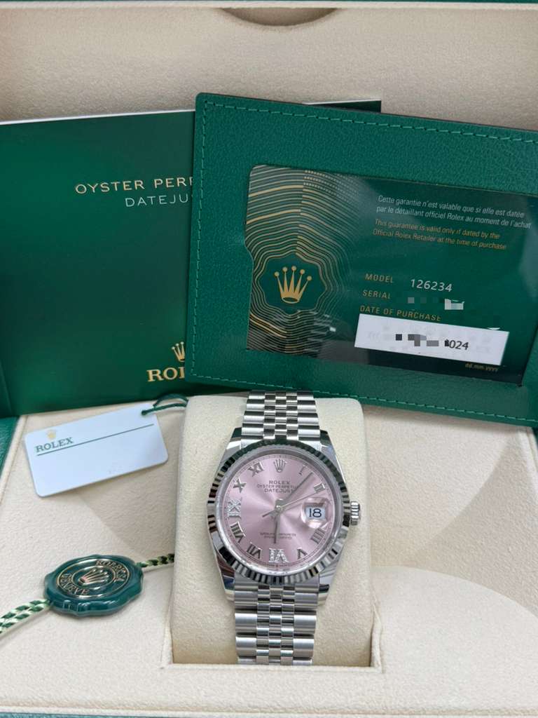ROLEX DATE-JUST PINK-FACE 36MM-126234