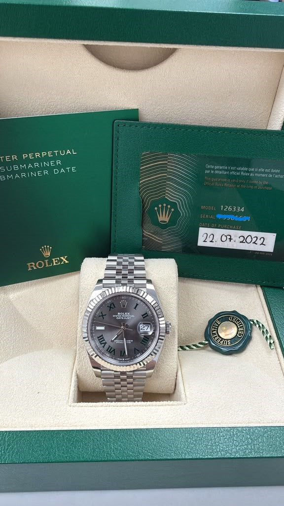 ROLEX DATE-JUST ST/STEEL-WIMBLEDON 41MM-126334