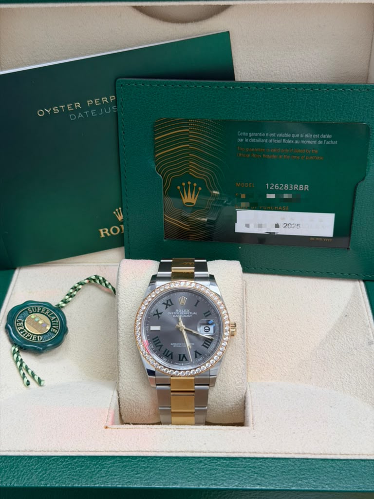 ROLEX DATE-JUST TWO-TONE DIAM-BISEL 36MM-126283RBR