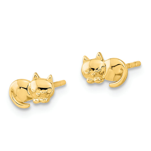 14K Polished Cat Post Earrings